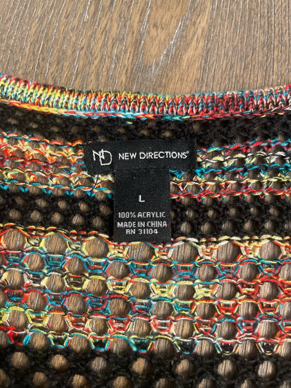 New Directions Multicolor Open-Knit Long Cardigan - Picture 4 of 4